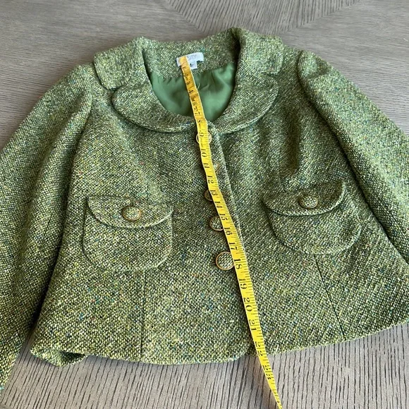 LOFT - Vintage Green Tweed Jacket - SZ 6 - Picture 4 of 11